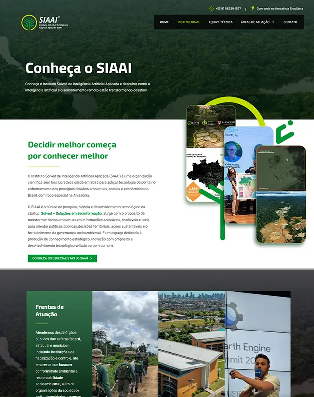 Criacao de Sites Empresa que cria desenvolvimento desenvolve site SIAAI Intelgiencia Artificial Amazonia Coferly Web Sao Paulo Agencia M45 Arte Gerenciamento Desmatamento